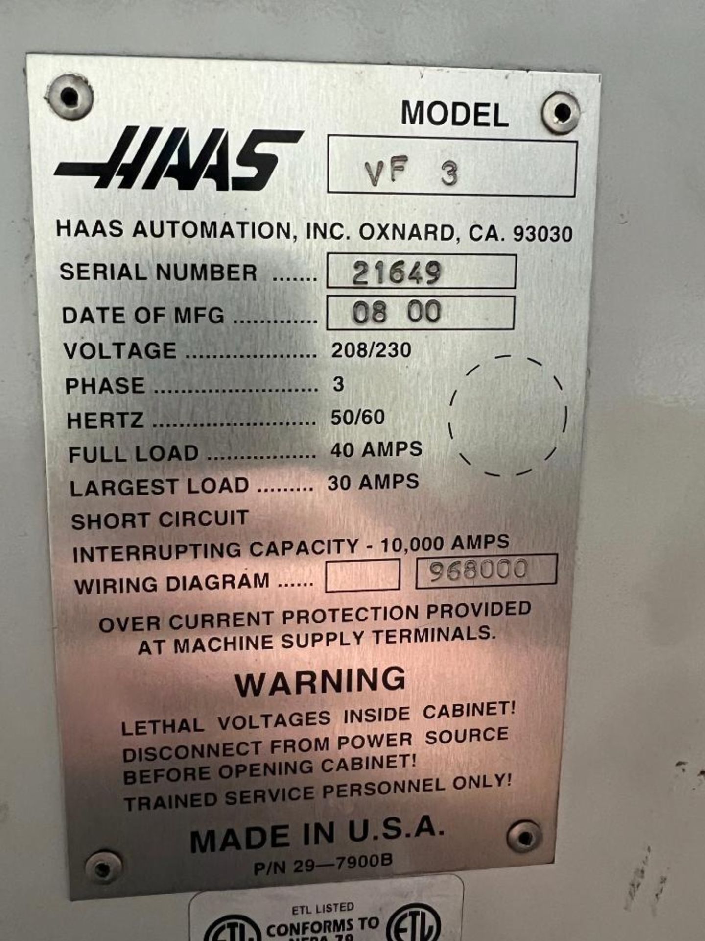 2000 Haas VF-3 3-Axis Cnc Vertical Machining Center - Image 11 of 12