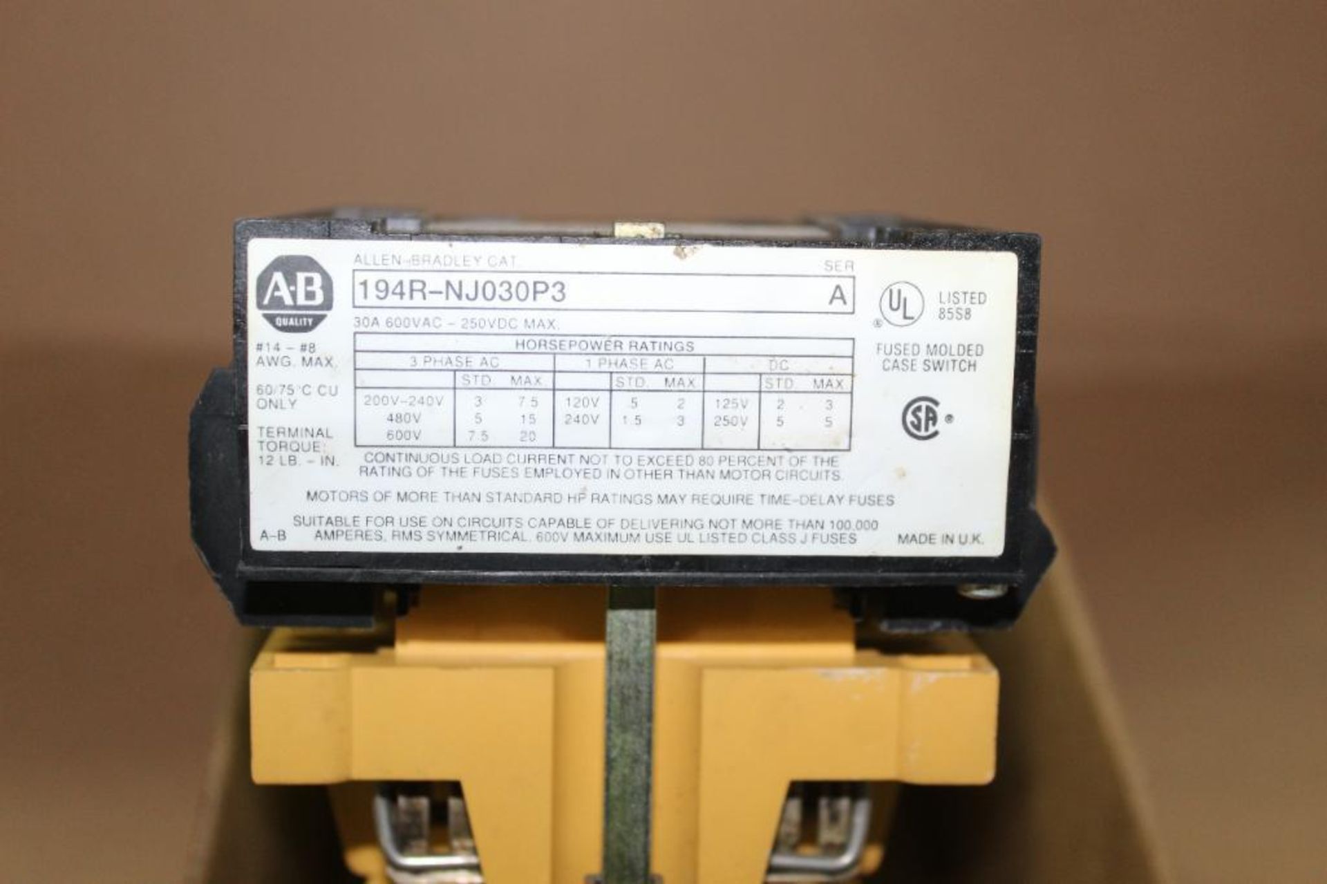 Allen Bradley 194R-NJ030P3 Fused Molded Case Switch - Image 7 of 7