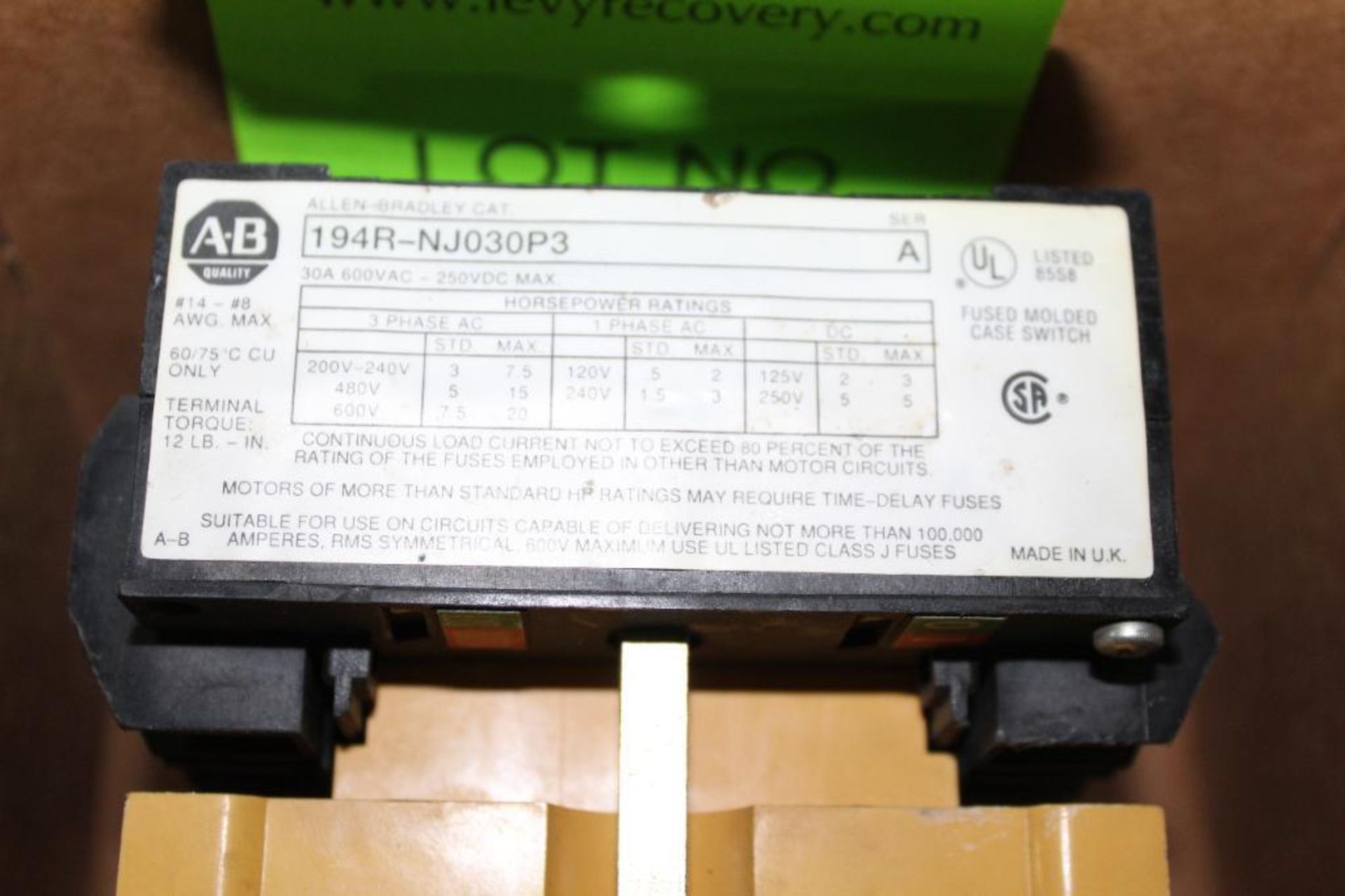 Allen Bradley 194R-NJ030P3 Fused Molded Case Switch - Image 6 of 7