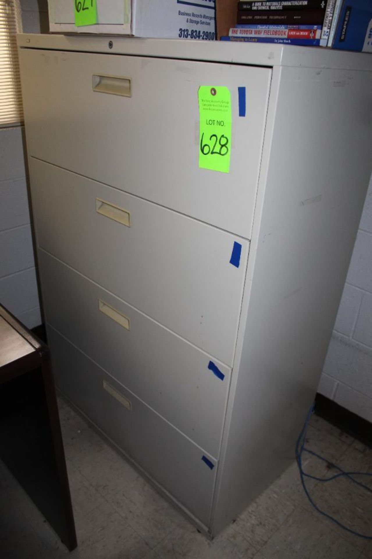 Lot of (1) Wide Drawer Metal File Cabinet