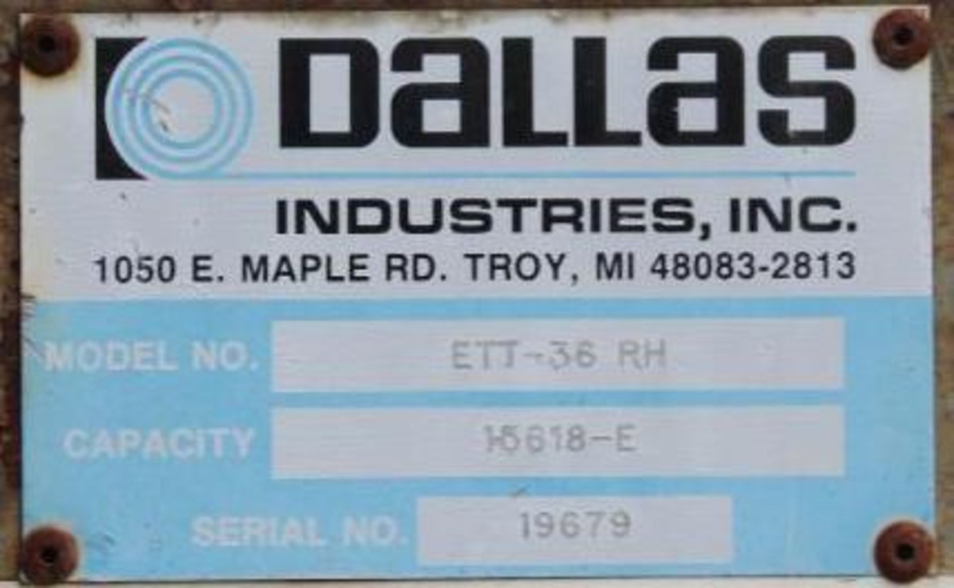 Dallas Industries Model ETT-36-RH Press Feed Equipment - Image 5 of 7