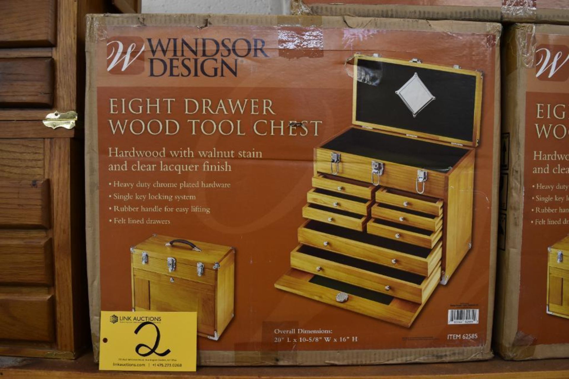 Windsor Design 8-Drawer Wood Tool Chest, 20" L x 10-5/8" W x 16" H, New in Box