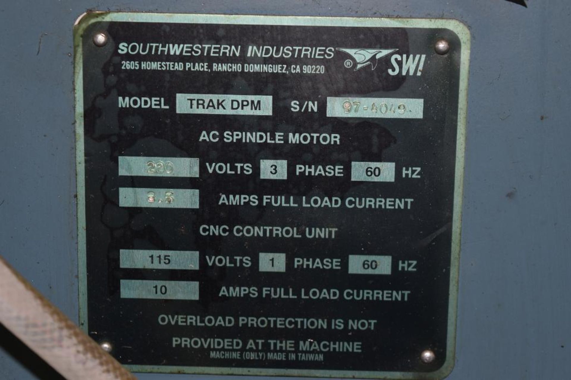 Trak 3 HP Variable Speed CNC Vertical Mill Model DPM - Image 8 of 19