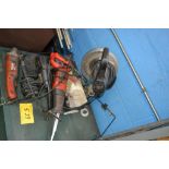Lot (3) Electric Hand Grinders, (1) Reciprocating Saw, (1) Electric Miter Box