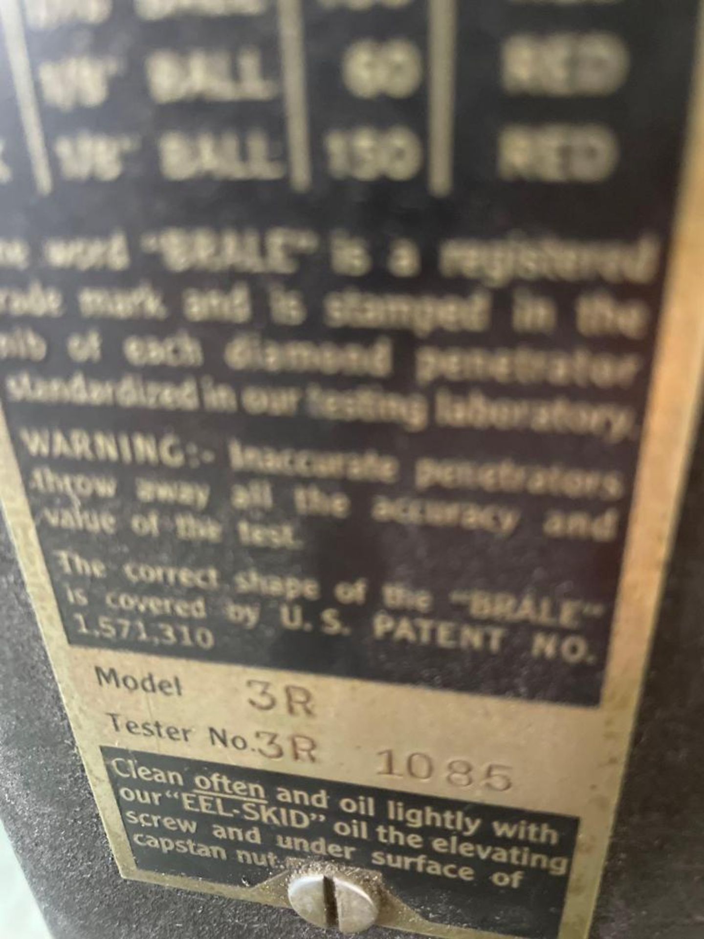 Wilson Rockwell Hardness Tester Model 3R, S/N 3R1085 - Image 3 of 5