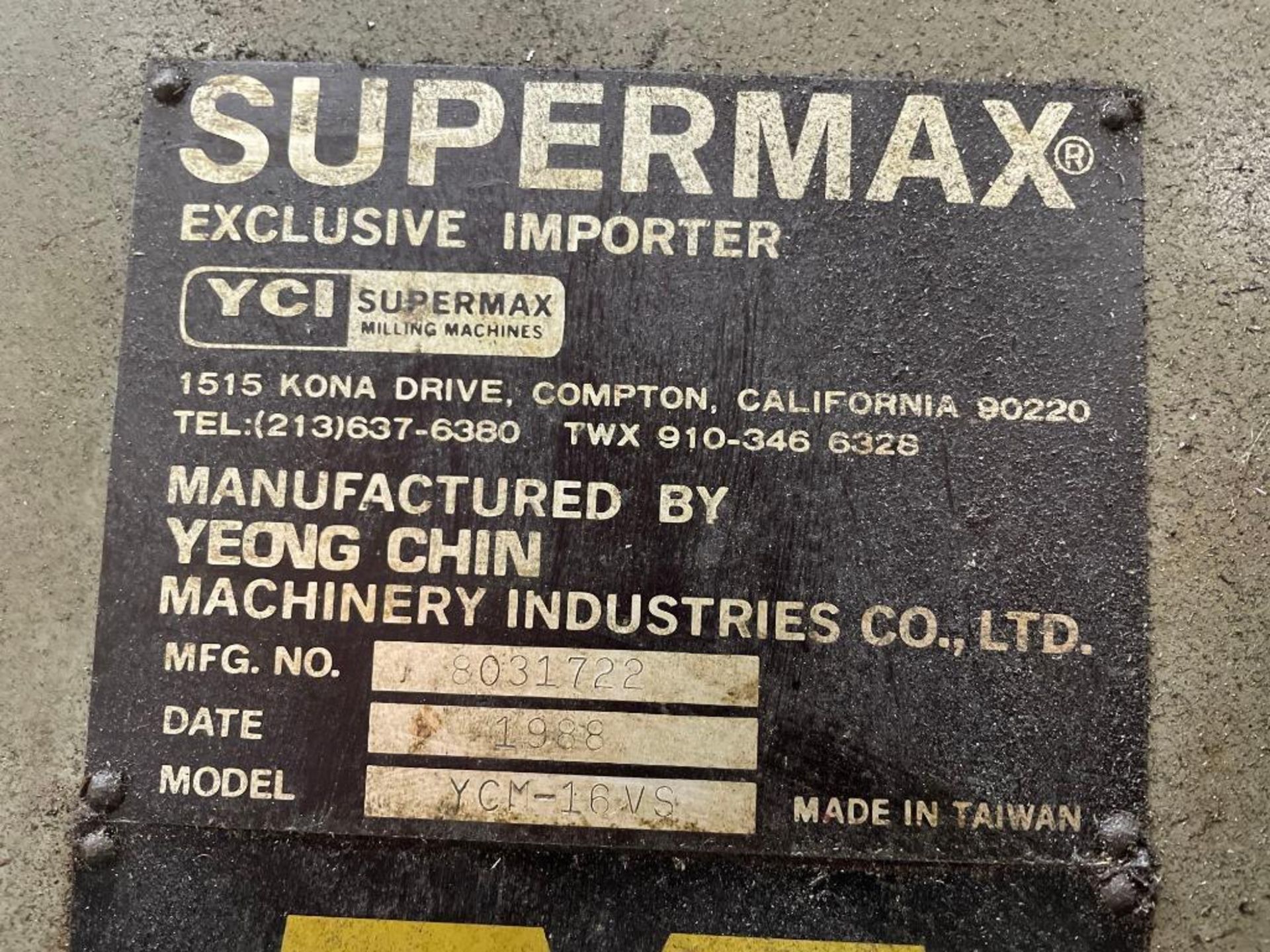 Supermax 5 HP Variable Speed Vertical Mill Model YCM16VS - Image 6 of 14
