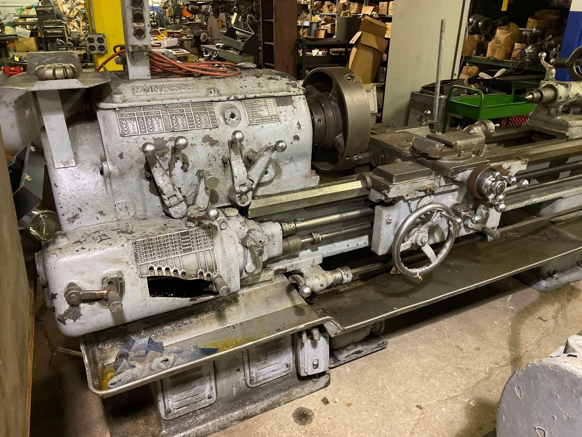 Monarch 16" x 54" Geared Head Engine Lathe S/N 11996 20-850 RPM 16" 4-Jaw Chuck, Carriage with Cross - Image 5 of 12