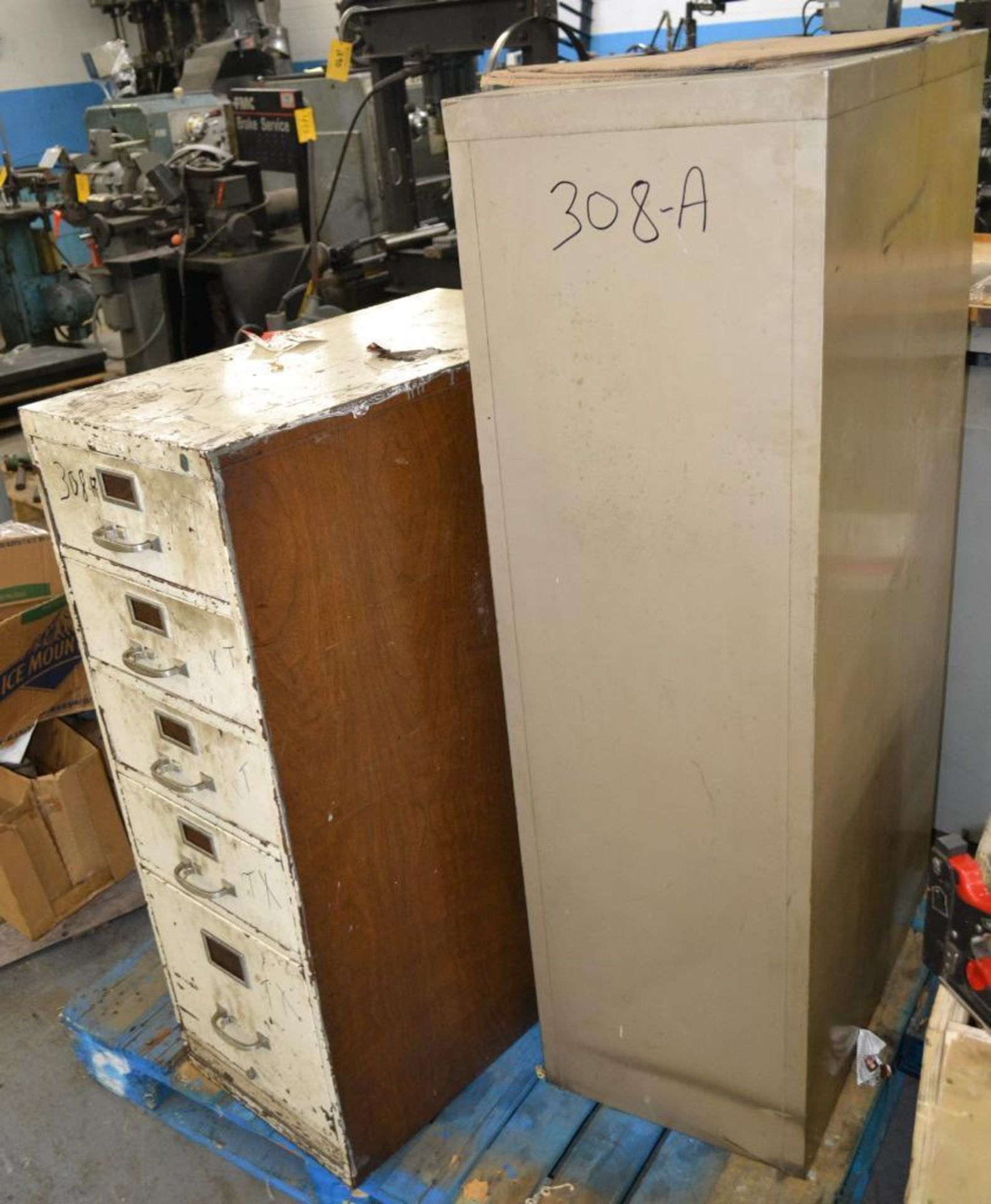 Lot Crate & Contents, (2) File Cabinets & Contents, (1) Skid Misc., (1) Steel Bench Frame - Image 4 of 10