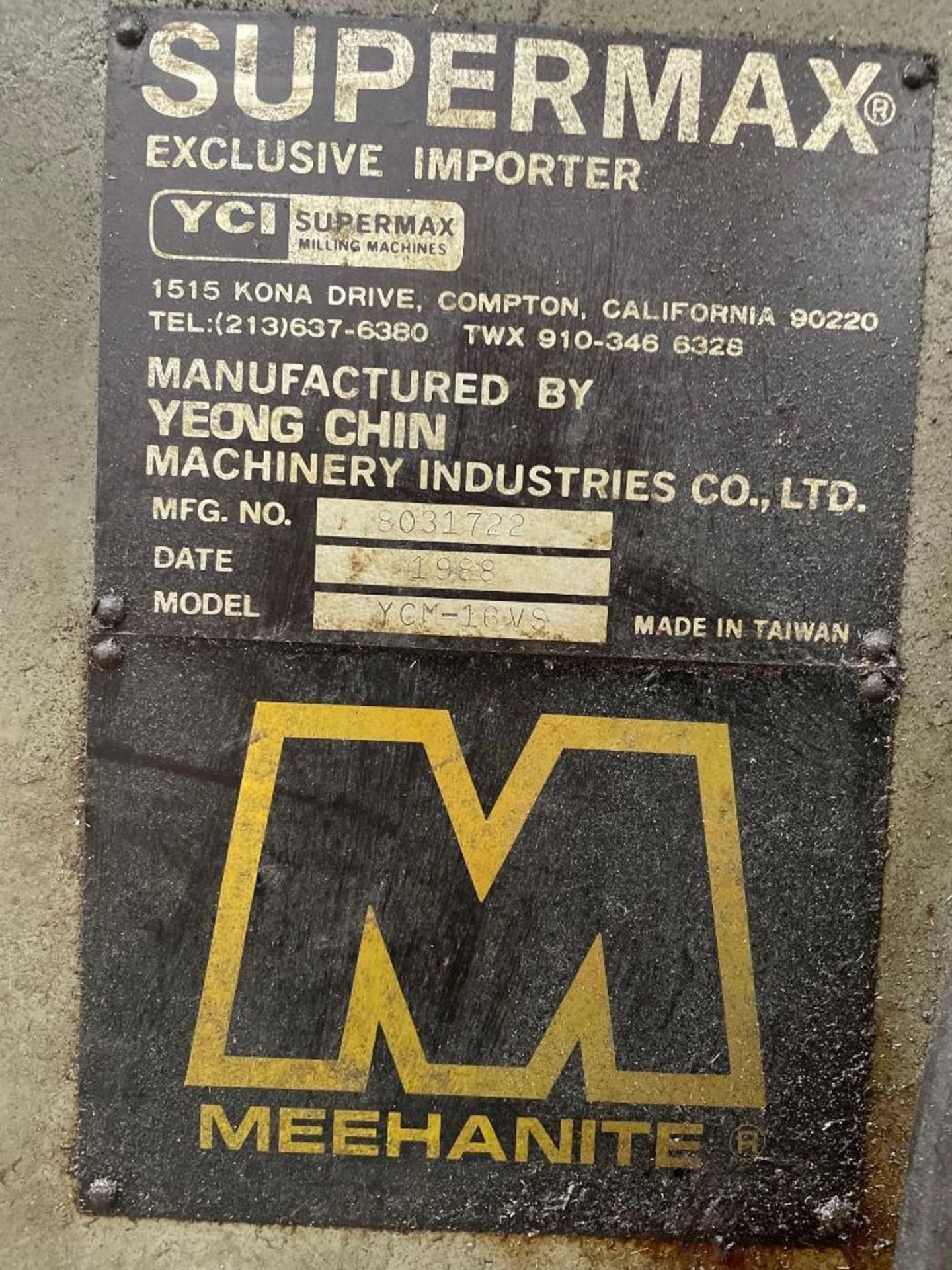 Supermax 5 HP Variable Speed Vertical Mill Model YCM16VS - Image 5 of 14