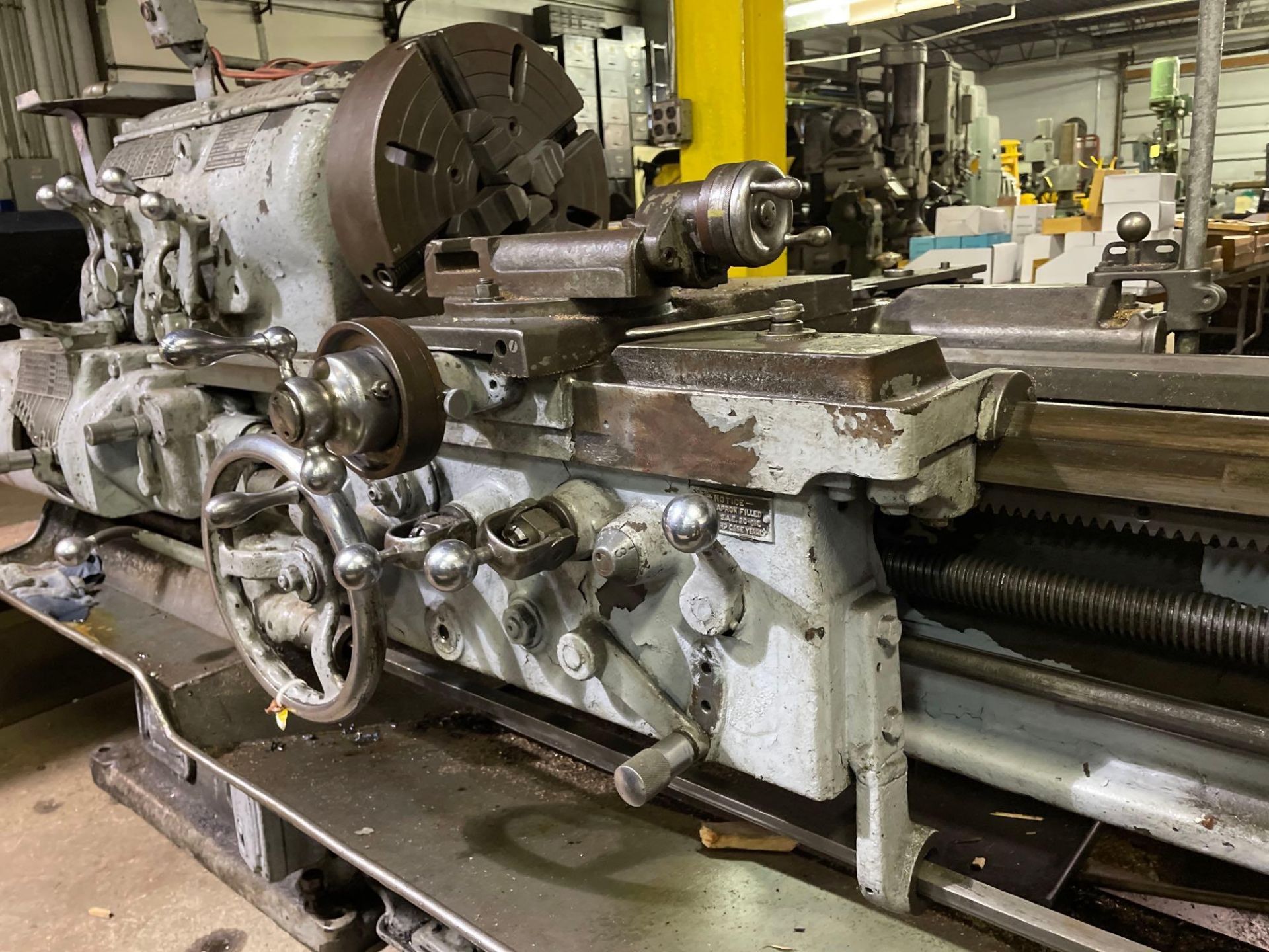 Monarch 16" x 54" Geared Head Engine Lathe S/N 11996 20-850 RPM 16" 4-Jaw Chuck, Carriage with Cross - Image 8 of 12