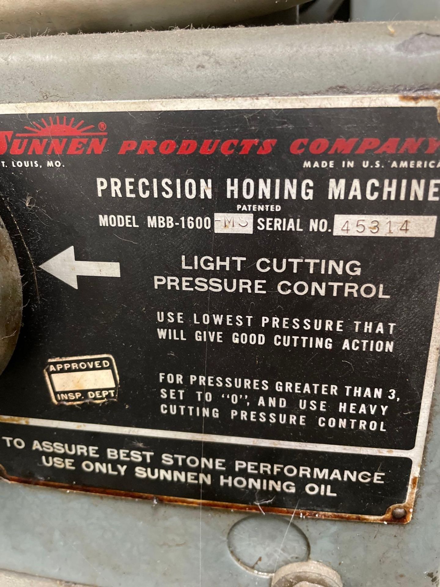 Sunnen Hone Model MBB-1600-MS, S/N 45314, with Assorted Tooling - Image 3 of 5