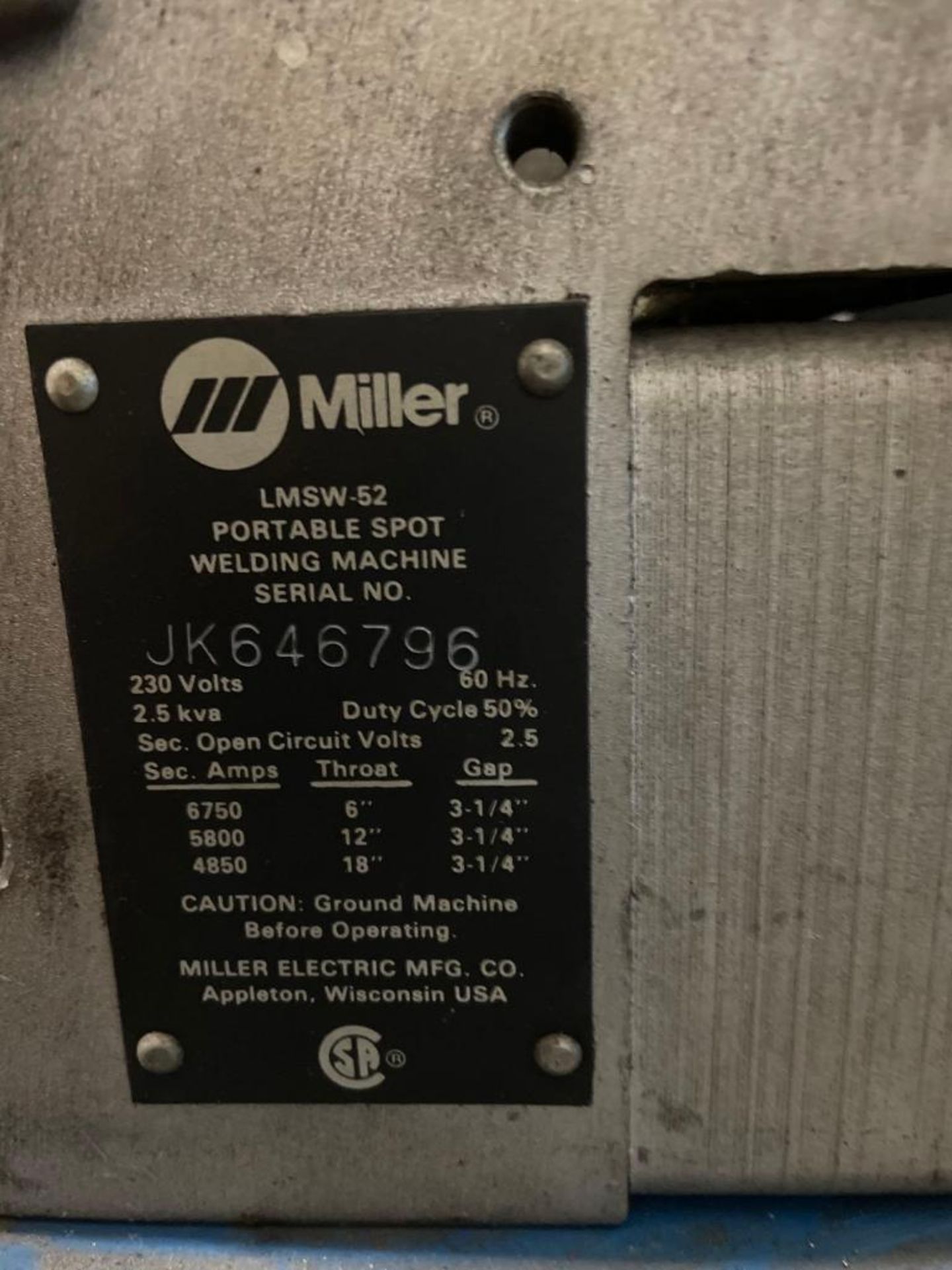 Miller Spot Welder Model LMSW52 - Image 3 of 3