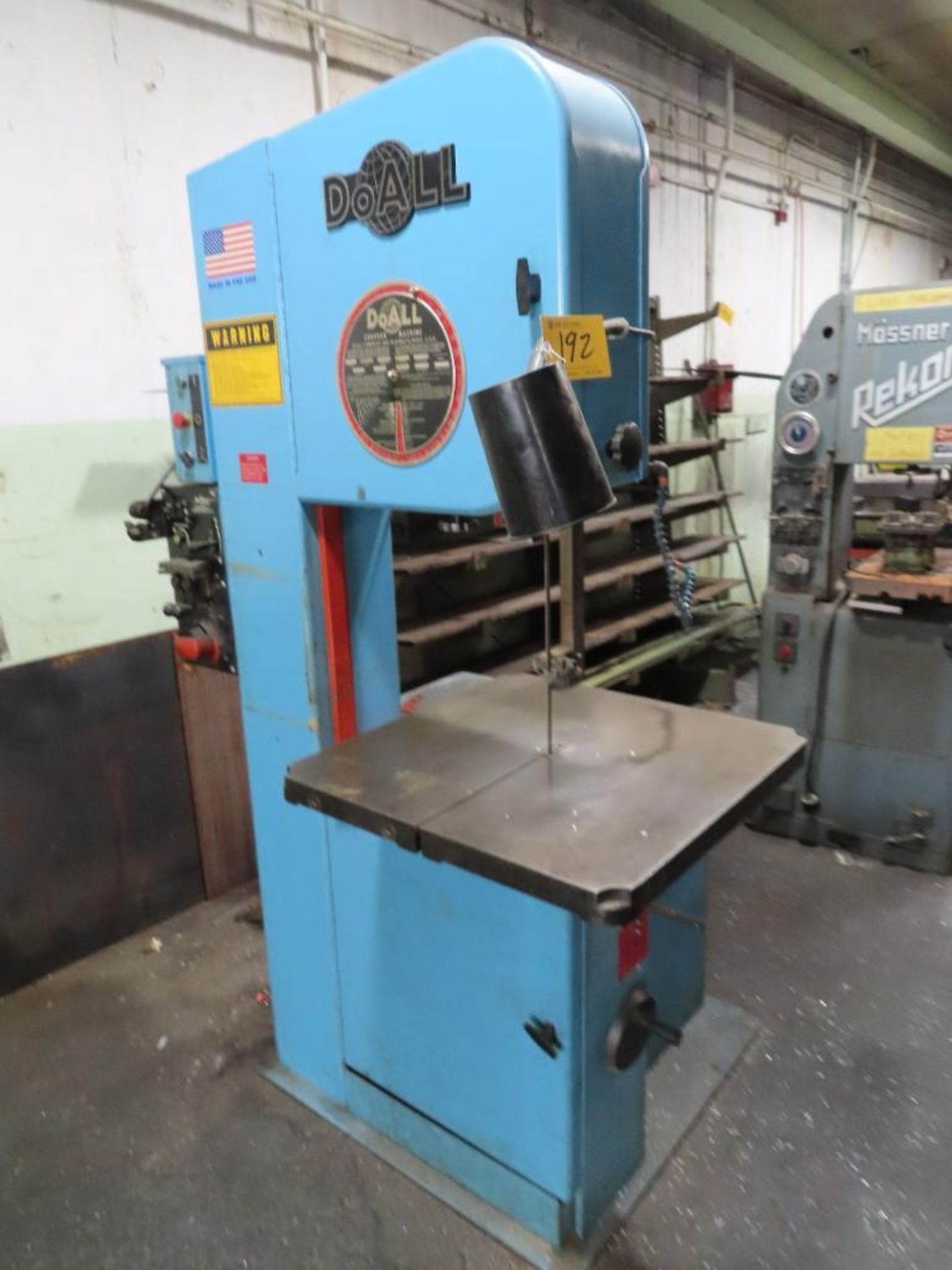 DoAll Mdl.2013V Vertical Bandsaw, (S/N:457-922202), Welding And Grinding Attachment, 26" X 28" Tilti