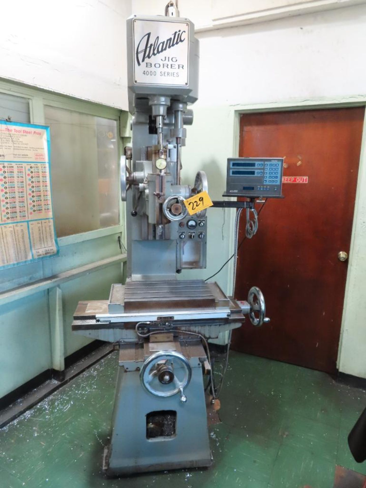 Altlantic Jig Borer 4000 Series, 12" X 18" Table, Acu-Rite Master-MP, 2-Axis DRO.