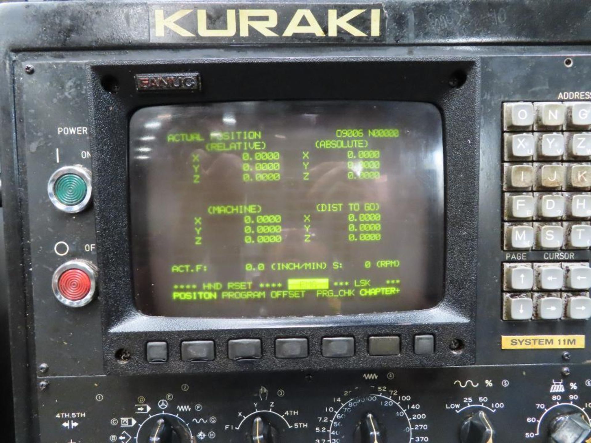 Kuraki Mdl.KV-1000 CNC Vertical Machining Center, (S/N:11371), (1985), Fanuc 11M Controls, Table Siz - Image 3 of 6