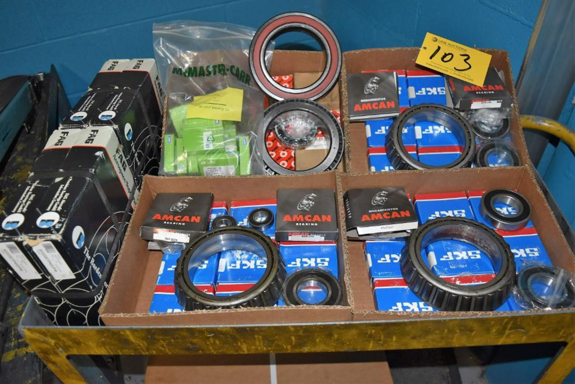 Lot Large Quantity of Assorted Size Timken, SKF, Amcan, & Fag Bearings