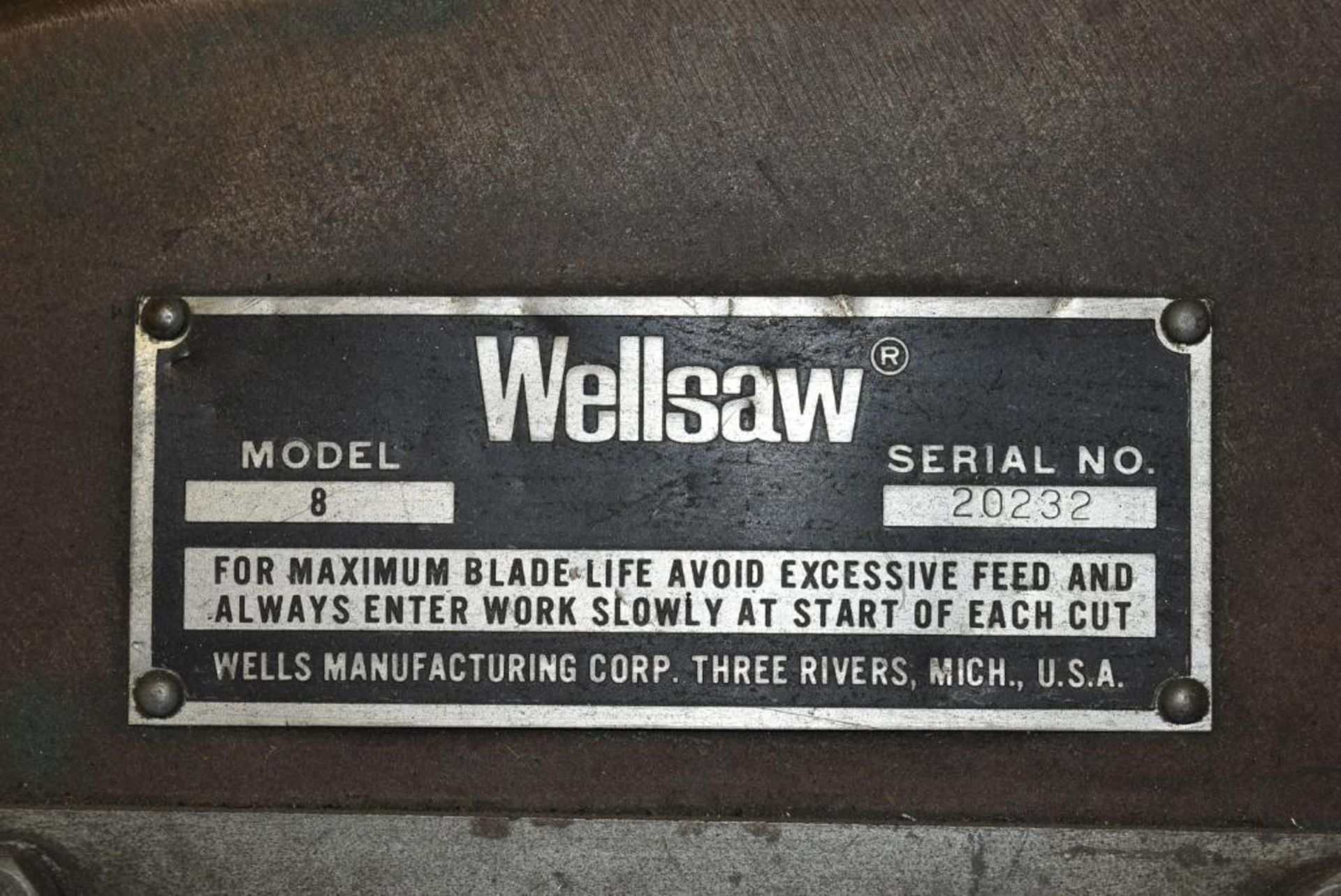 Well Saw 13" Model 8 Horizontal Bandsaw **Rite Industrial Load Fee $175.00** - Image 4 of 5