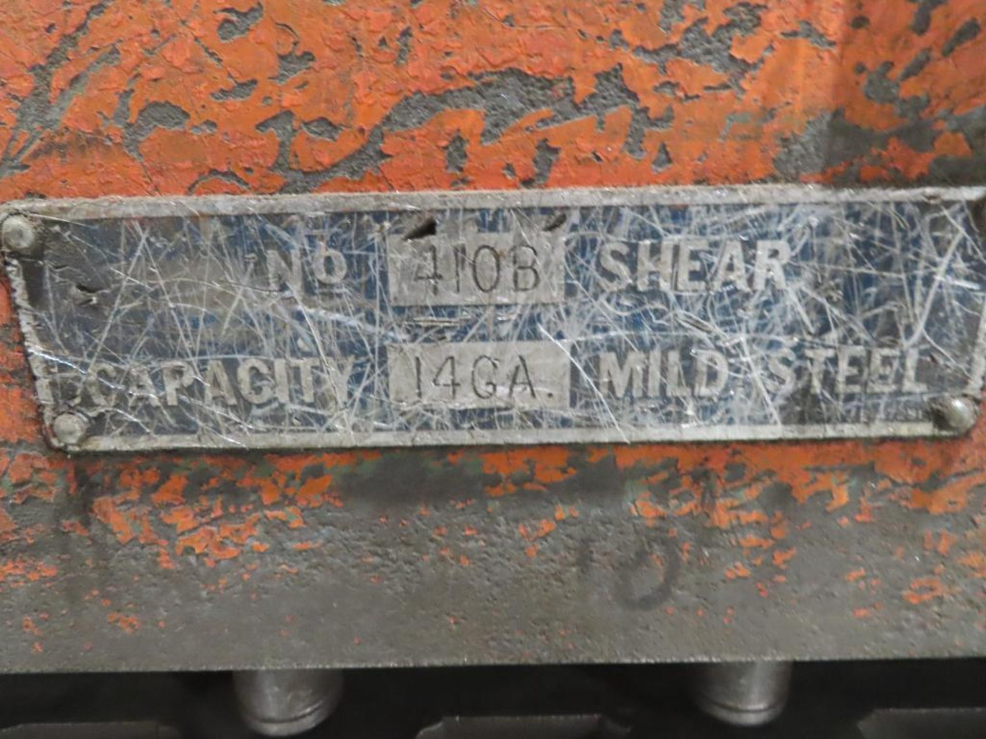 Niagara Mdl.410B Powered Squaring Shear 14 Gauge Mild Shear, 10' Manual Back Gauge, Ball Bearing Tab - Image 3 of 4