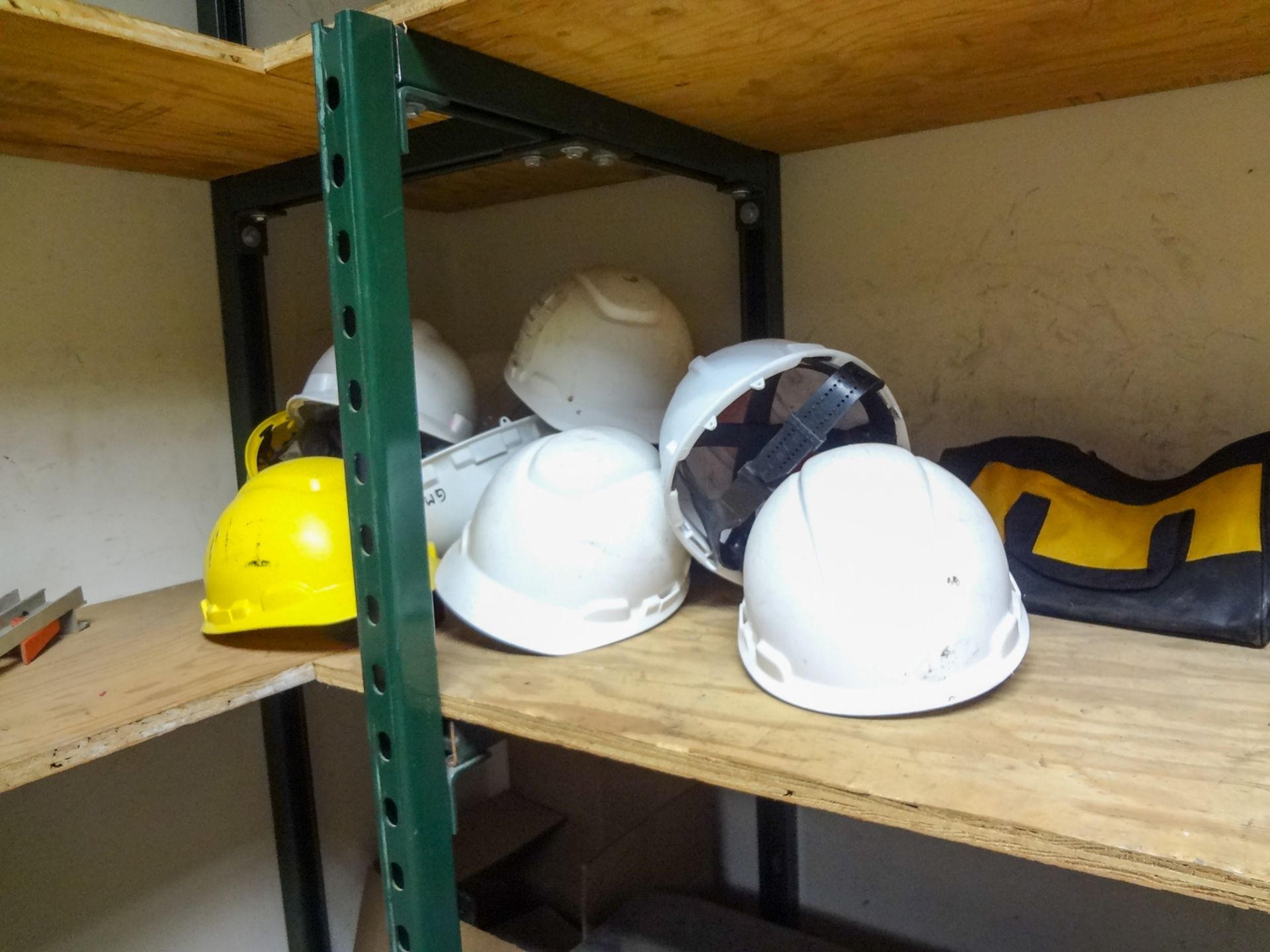 Balance of Room- Abrasive Wheels, Pulleys, Benches, Empty Tool Boxes, Hard Hats, Threaded Ron Adjust - Image 4 of 7