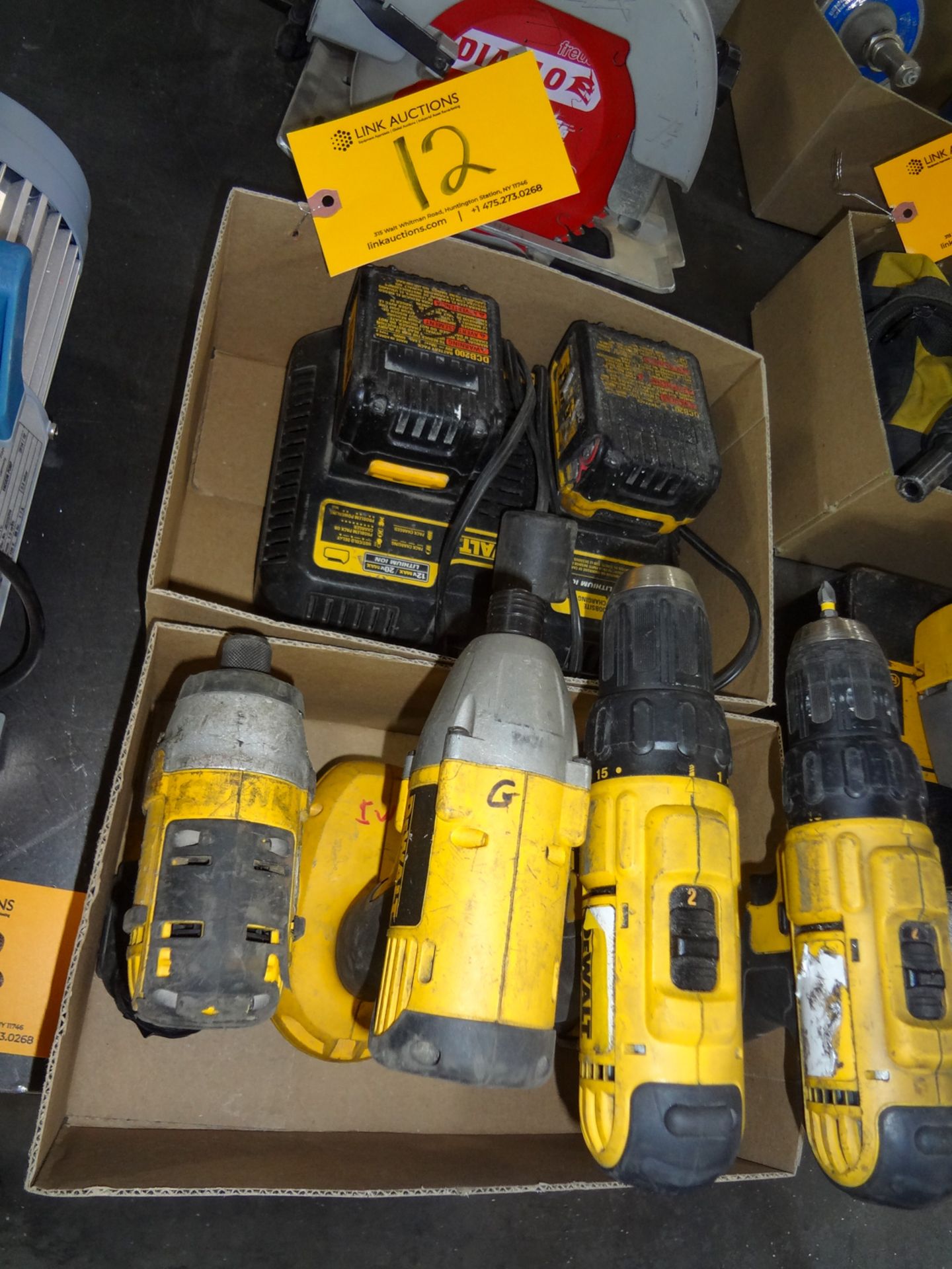 (4) Assorted DeWalt Cordless Drills And Impact Drivers With Batteries And Charger