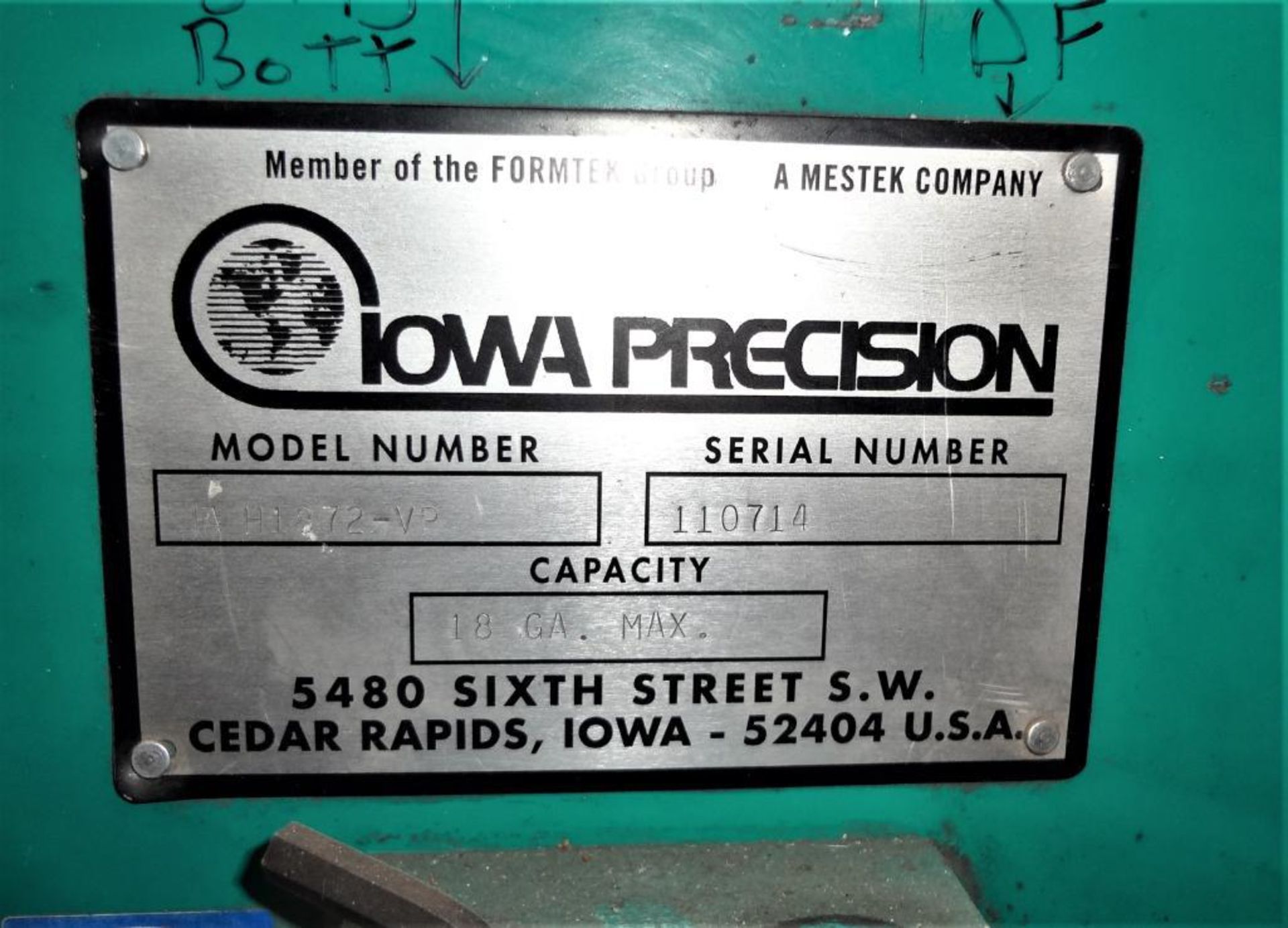 Iowa Precision Whisper-Loc Mdl.FAH-1872-VP Seam Closing Machine, 18 GA - Image 2 of 6
