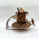 Vintage Copper Music Box Sculpture of Don Quixote