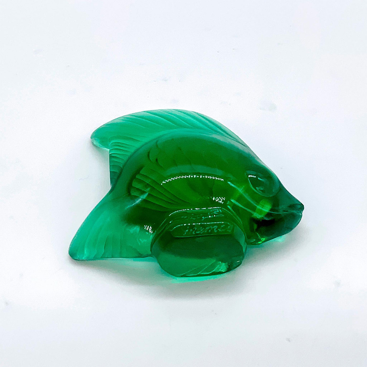 Lalique Miniature Glass Emerald Green Fish Figurine - Image 3 of 3