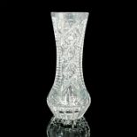 Cut Glass Flower Bud Vase with Star and Step Pattern