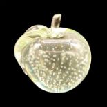 Salviati Murano Bubble Art Glass Paperweight, Apple