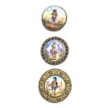 A SMALL CARD OF DIVISION ONE FIGURAL ENAMEL BUTTONS