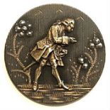 A DIVISION 1 DETAILED BRASS AND STEEL PICTORIAL BUTTON