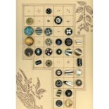2 CARDS OF DIVISION ONE ASSORTED INLAY BUTTONS