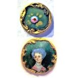 A SMALL CARD OF DIV. ONE DIMINUTIVE ENAMEL BUTTONS