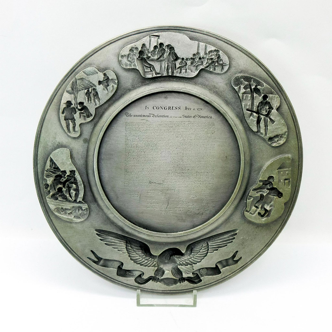 PW Baston Pewter Plate, American 1776 Independence - Image 2 of 2