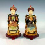 Pair of Vintage R.O.C. Resin Emperor and Empress Figurines