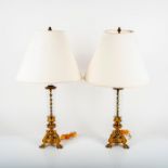 Pair of Vintage Baroque Style Cut Crystal Lamps