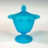 Vintage Indiana Glass Company Blue Compote Bowl with Lid