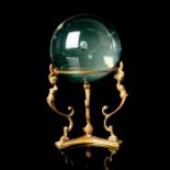 Art Deco Clear Glass Ball with Mermaid Brass Base