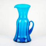 Vintage Large Blue Art Glass Pitcher