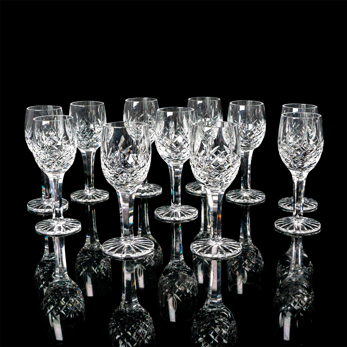 11pc Waterford Style Cut Crystal Shot Glasses