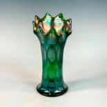 Vintage Green Carnival Glass Vase