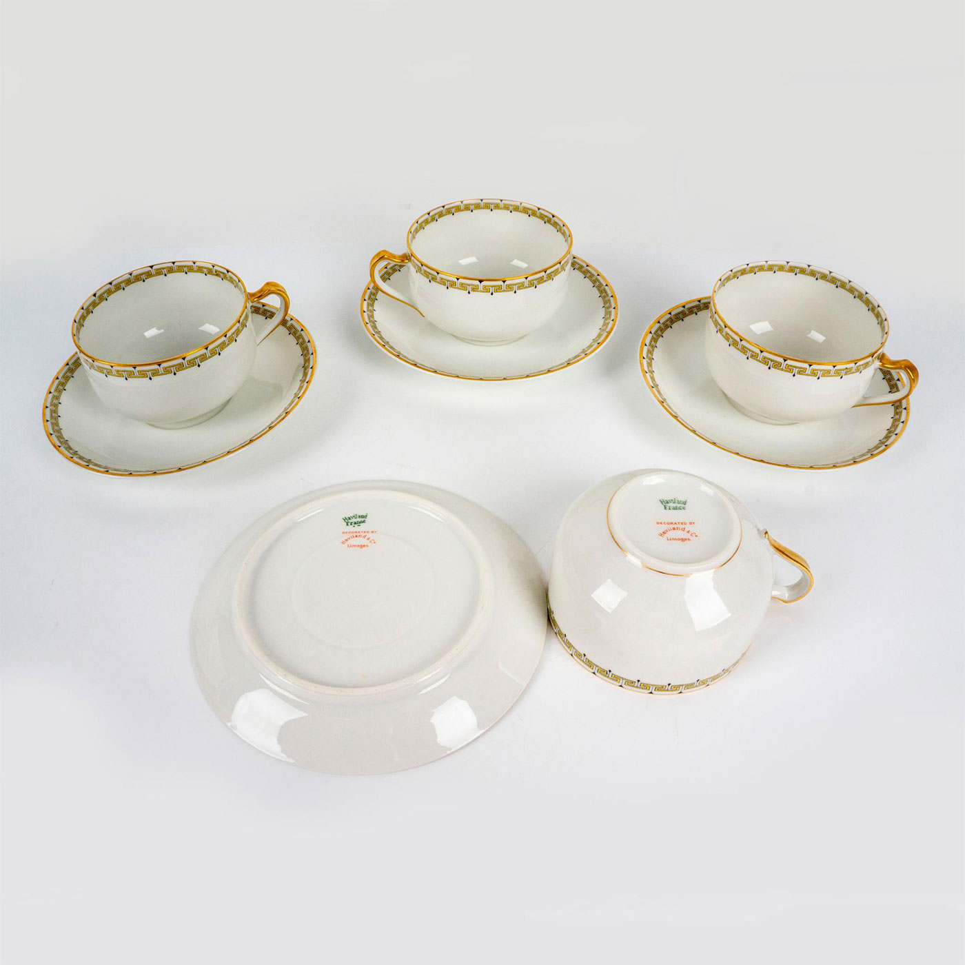 8pc Haviland Limoges Porcelain Cups and Saucers, Albany - Image 4 of 6