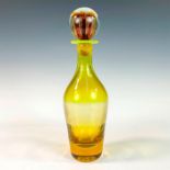 Vintage Yellow Art Glass Decanter with Stopper