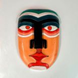 Vintage Laurel Burch Wooden Wall Tribal Mask, Signed