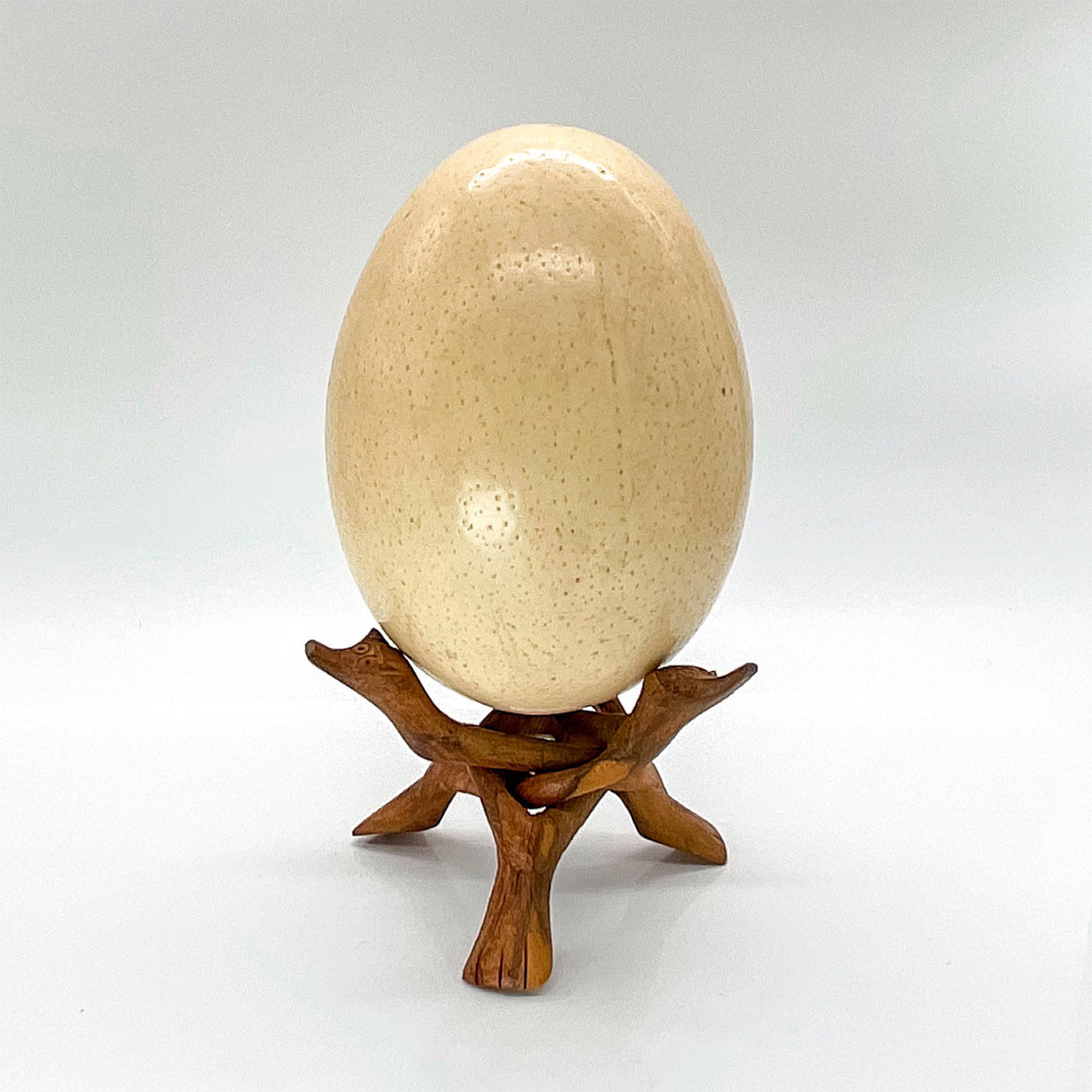 Ostrich Egg with Carved Wood Cobra Stand - Image 2 of 3