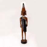 Hand Carved Tall African Wood Figure Tribal Warrior