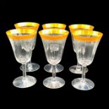6pc Vintage Gilt Wine Glasses Set