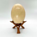 Ostrich Egg with Carved Wood Cobra Stand