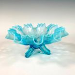 Vintage Blue Opalescent Glass Footed Bowl