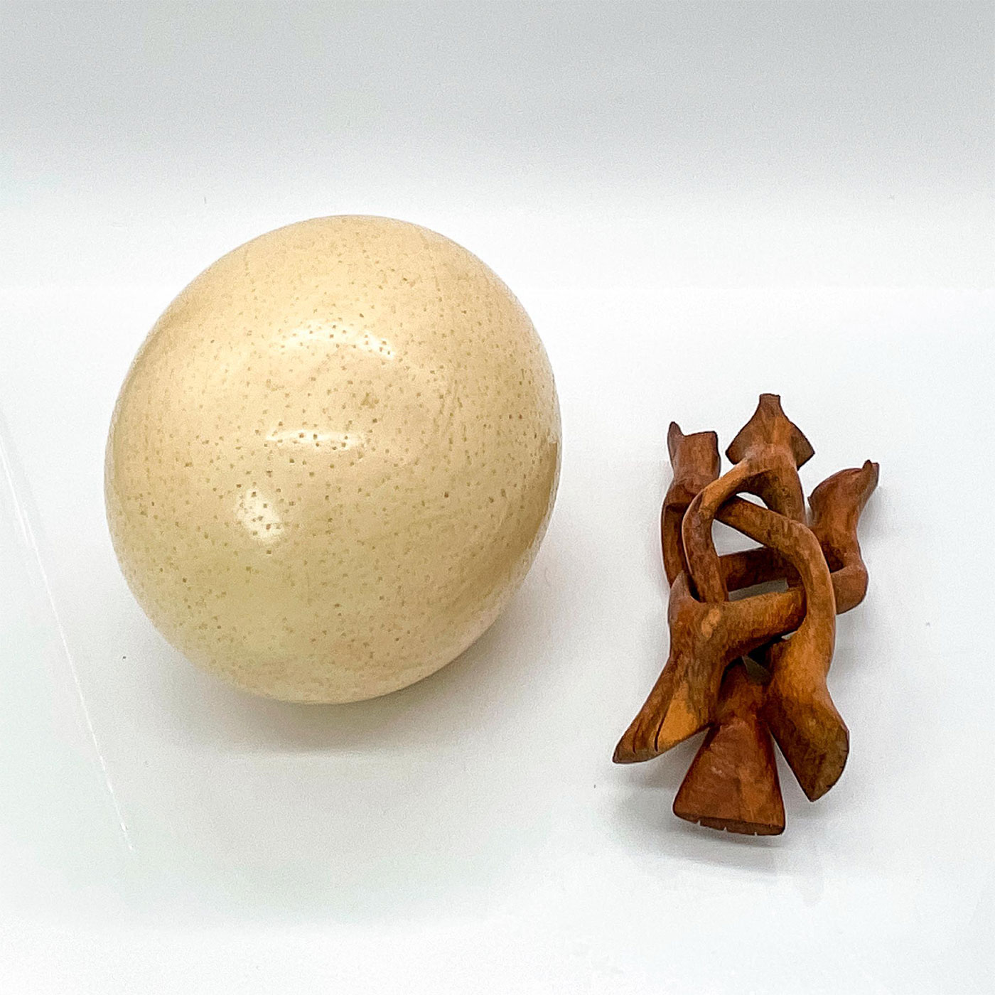 Ostrich Egg with Carved Wood Cobra Stand - Image 3 of 3